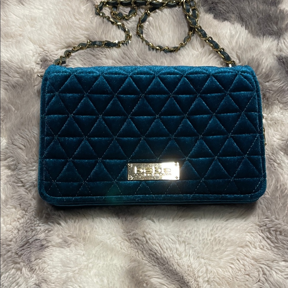 bebe Teal Quilted Crossbody Bag
